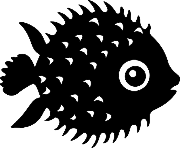 Vector blowfish black silhouette with transparent background