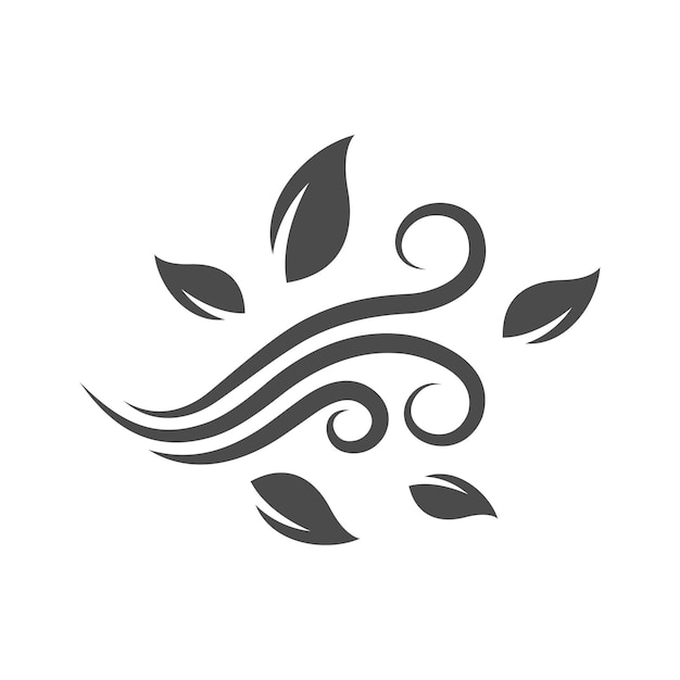 Blowing leaves icon in black and white