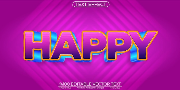Blu en Purple Happy bewerkbaar en schaalbaar teksteffect