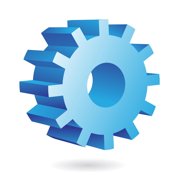 Blue 3d Cog or Gear Icon