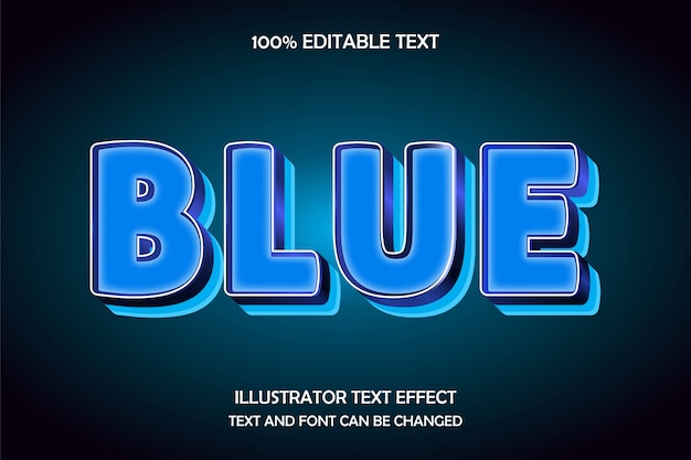 Синий, 3d редактируемый текстовый эффект современный стиль тиснения