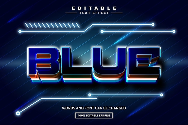 Blue 3D editable text effect template