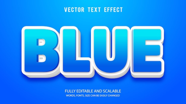 Blue 3d Editable Text Effect Vector Template With Cute Background