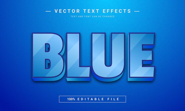 Vector blue 3d editable text effect