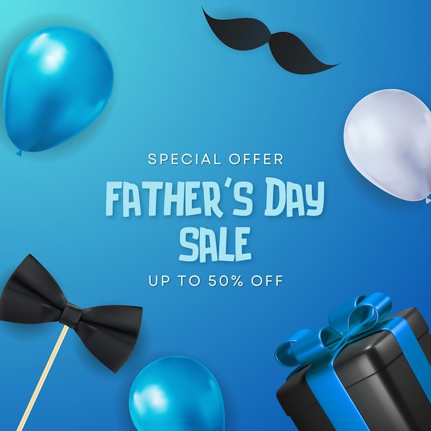 Vector blue 3d fathers day sale instagram post