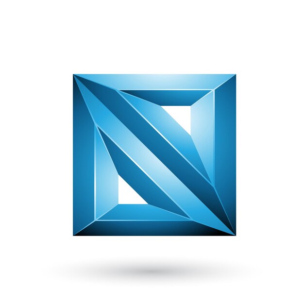 Vector blue 3d geometrical embossed triangles and square shape vector illustration