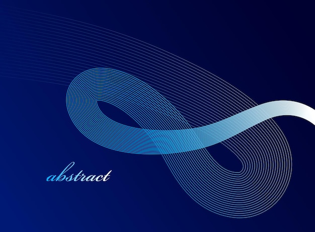 Blue 3D lines in motion dimensional vector abstract background, elegant curvy light stripy design element, template for banner or poster and other ads.