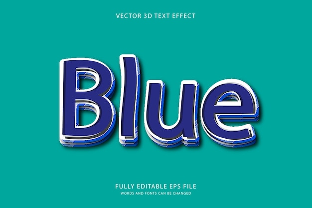 Blue 3d vector text effect fully editable high quality