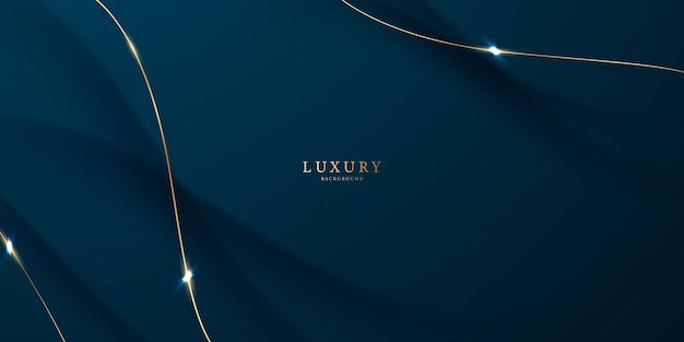 Blue abstract background design with luxury golden elements banner template