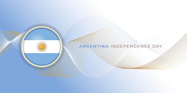 アルゼンチン建国記念日デザインのアルゼンチンサークルフラグと青い抽象的な背景
