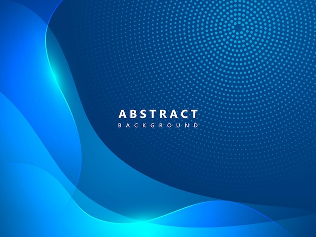 blue abstract background with transparent curves and futuristic circle dots