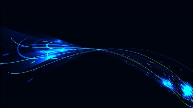 Синий абстрактный яркий волшебный космический яркий светящийся текстурный фон полос энергичных линий нитей переплетаются и копируют пространство Векторная иллюстрация