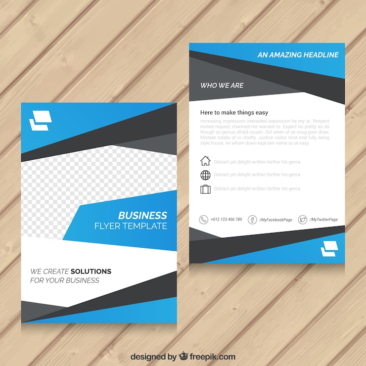 Vector blue abstract business flyer template