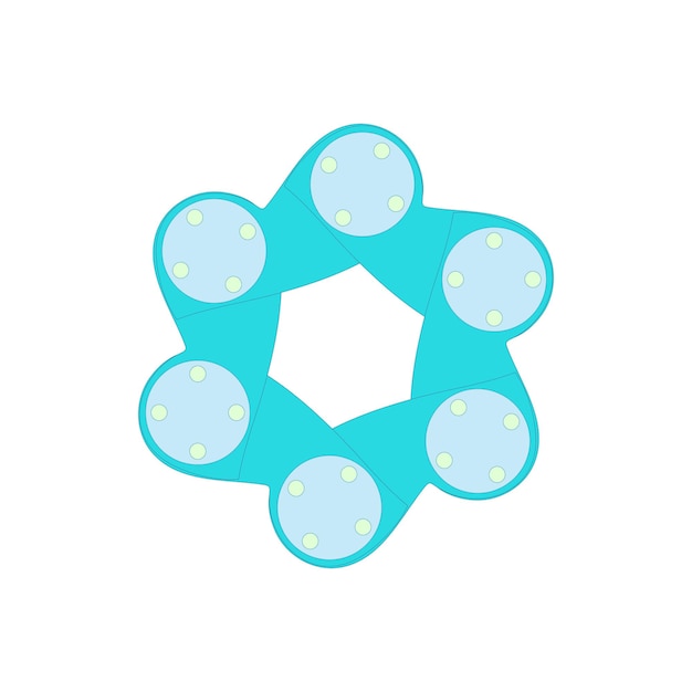 Blue abstract circle icon in cartoon style on a white background