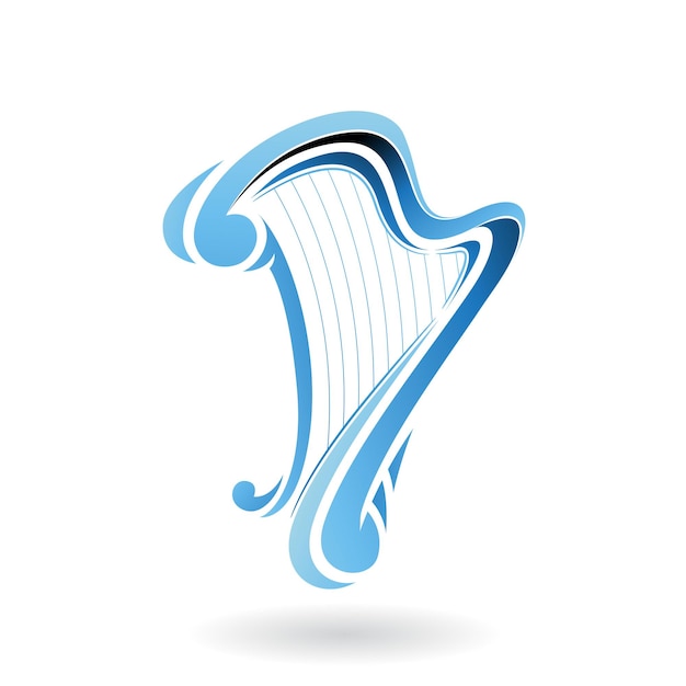 Blue Abstract Curvy Harp Icon