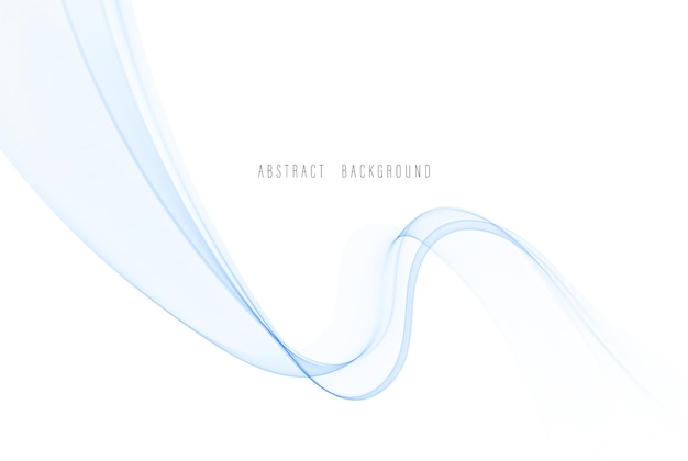 Blue abstract flow of wavy lines on a white background Design element