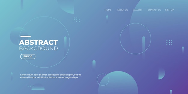 Blue abstract geometric landing page template design premium vector