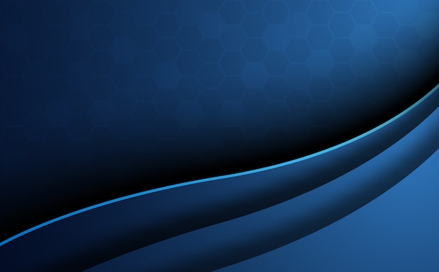 Blue abstract honeycomb background with curve foreground. Wallpaper and texture concept. Minimal theme.