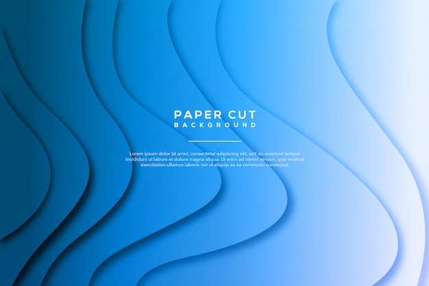 Blue abstract paper cut background