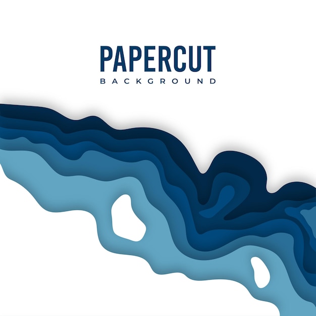 Blue abstract papercut background white space