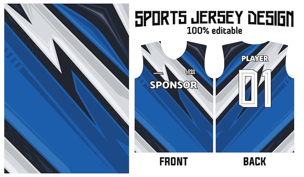 Design in jersey con motivo astratto blu per uniforme sportiva