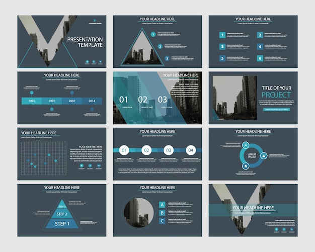 Vector blue abstract presentatie templates infographic