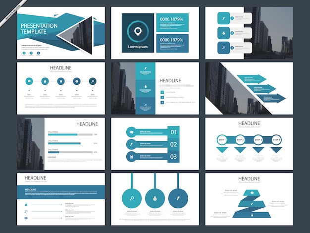 Blue abstract presentatiesjablonen infographic