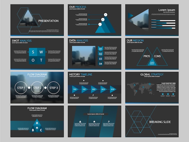 Vector blue abstract presentation templates infographic