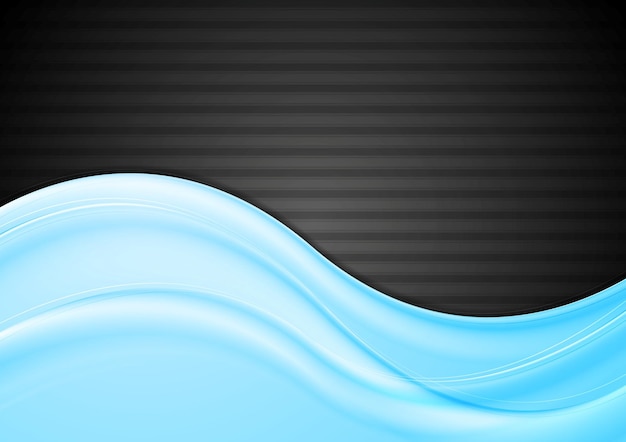 Blue abstract smooth waves on black