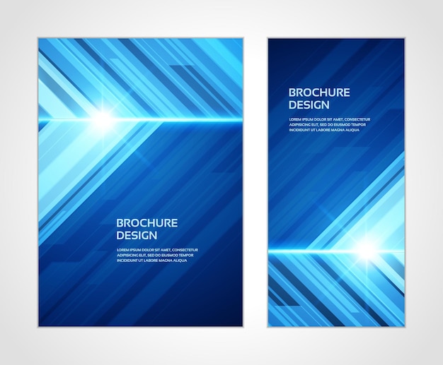 Blue abstract techno angle speed geometric flow glowing explosion brochure template design vector