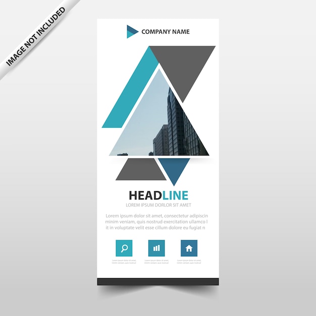 Modello di design piatto triangolo astratto blu business roll up banner