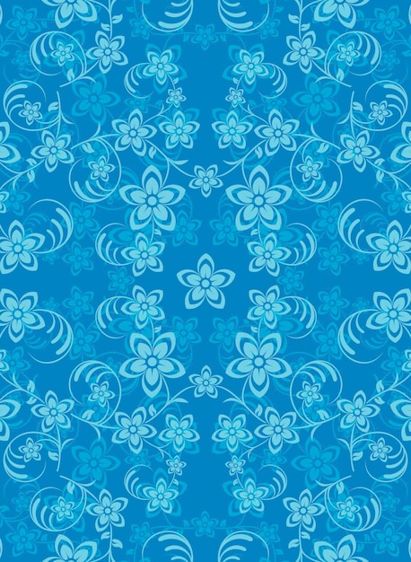 Blue Abstract vector background with flowers illustration