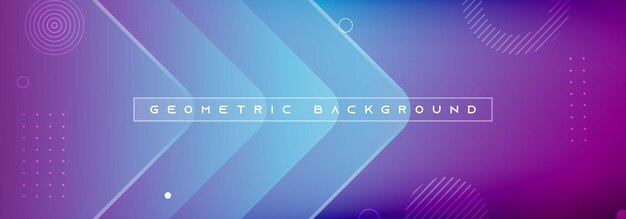 Blue abstract vector long banner Minimal background with arrows and copy space and circle shape