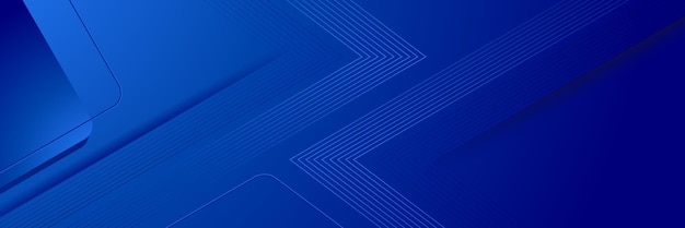 Синий абстрактный вектор длинный баннер Минимальный фон со стрелками и копией пространства для текста Обложка социальных сетей и шаблон веб-баннера