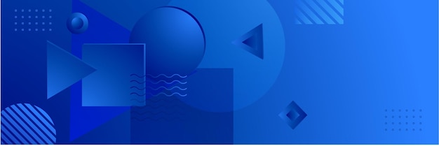 Banner lungo vettore astratto blu sfondo minimo con frecce e copia spazio per il testo copertina dei social media e modello di banner web