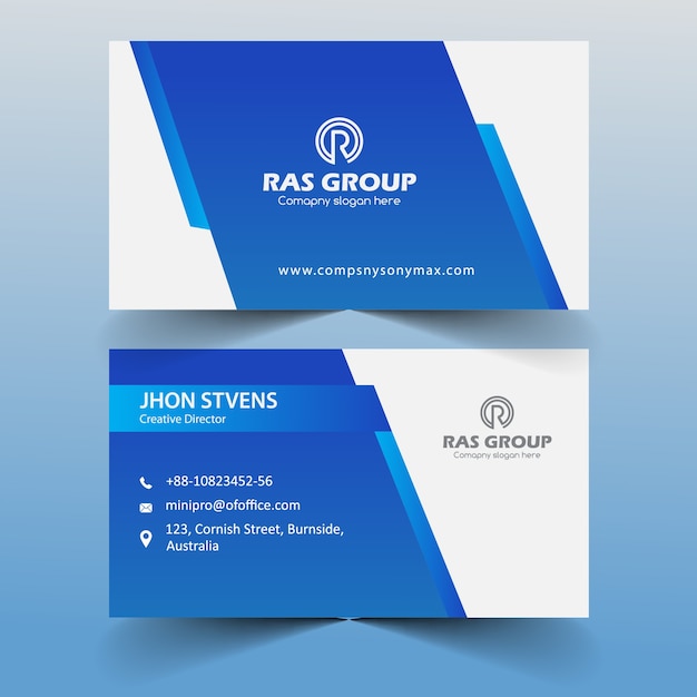 Vector blue abstract visiting card for office