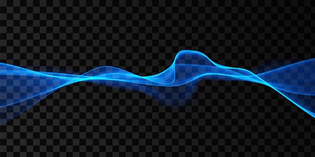 青い抽象的な波マジックラインデザインフローカーブモーション要素ネオングラデーション波状イラスト