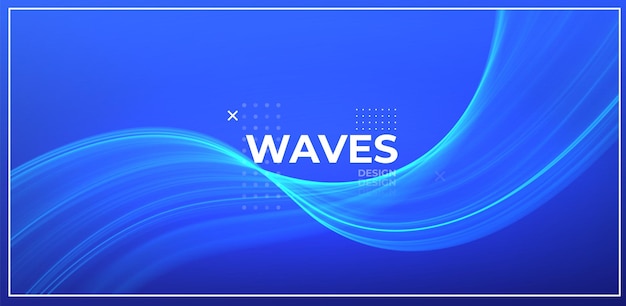 Blue abstract wave Magic line design Flow curve motion element Neon gradient wavy illiustration