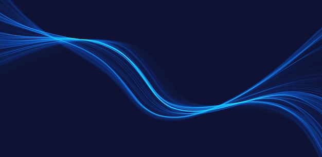 Vector blue abstract wave magic line design flow curve motion element neon gradient wavy illiustration