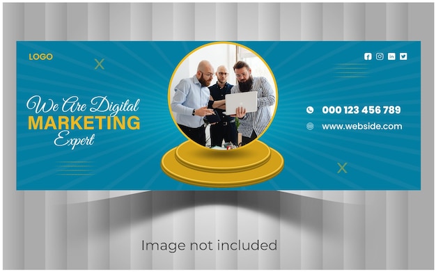 A blue ad for a digital marketing event