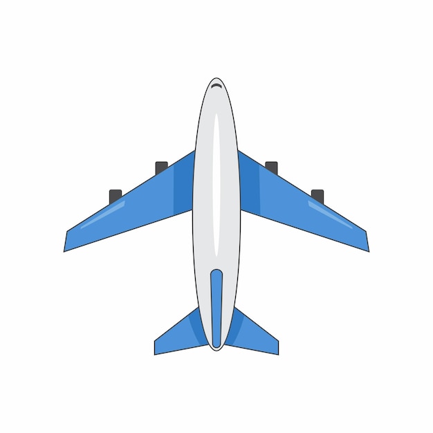Blue Airplane Illustration Top View geïsoleerd