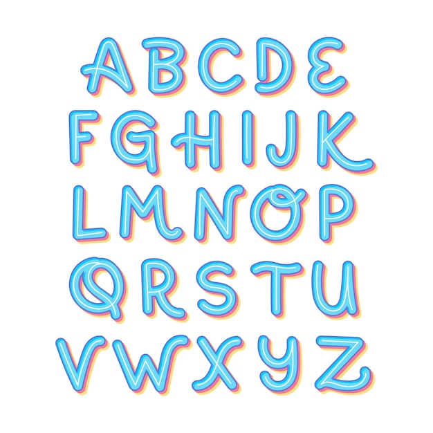 Vector blue alphabet stickers