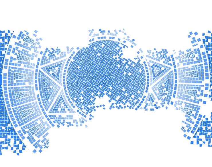 Vector blue ancient damaged and worn out mosaic