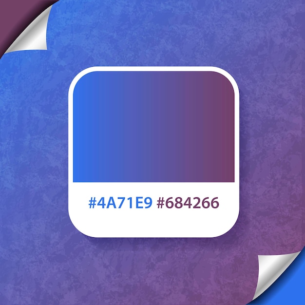 벡터 16진수가 있는 파란색과 보라색 그라데이션 색상 팔레트 배경