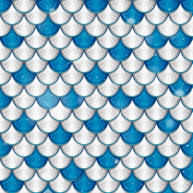 벡터 파란색과 은색 인어 비늘 원활한 패턴