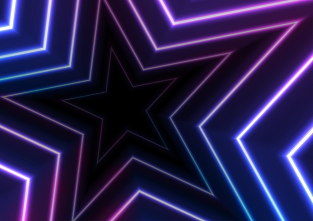Вектор Синие и ультрафиолетовые неоновые светящиеся звезды абстрактный фон. векторный ретро-графический дизайн.