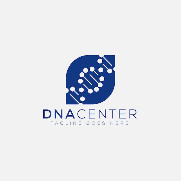 벡터 dna 기호가 있는 파란색과 흰색 dna 센터 로고