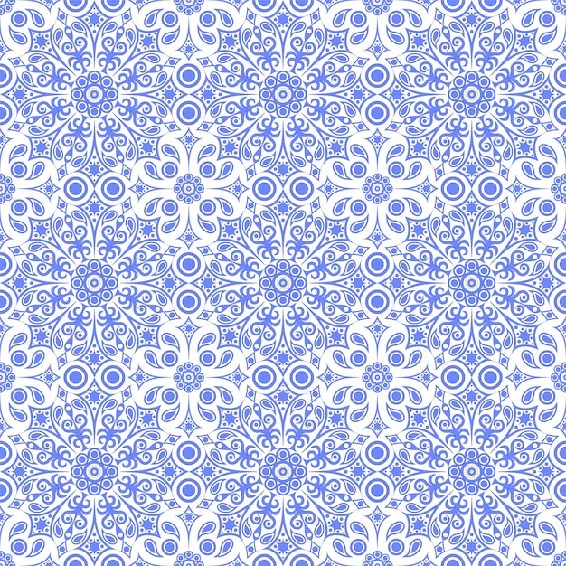 파란과 백색 꽃 원활한 패턴