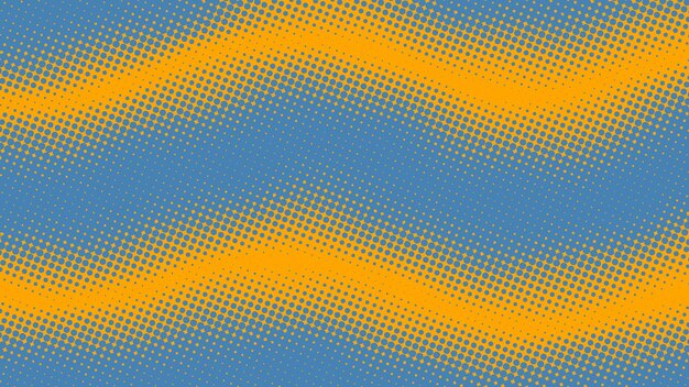 벡터 팝 아트 스타일의 하프톤 도트 디자인이 있는 파란색과 노란색 배경