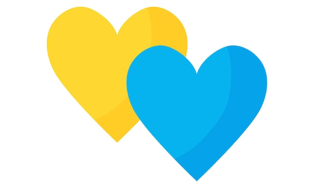 ウクライナウクライナロシア戦争の旗と青と黄色の心